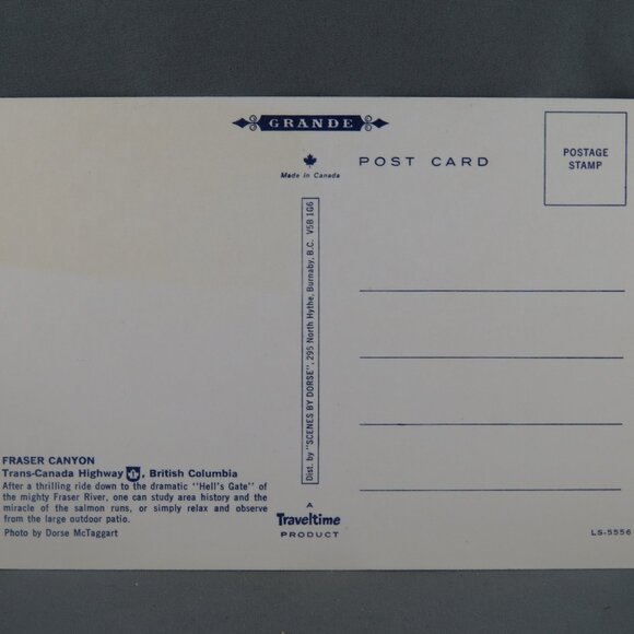 Vintage Postcard -Fraser Canyon Hell's Gate - Traveltime Trans Canada Collection - Picture 2 of 4